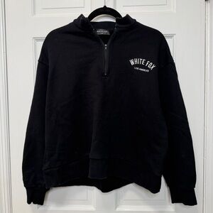 White Fox Los Angeles Half Zip Sweatshirt Black Oversized Pullover Size S/M